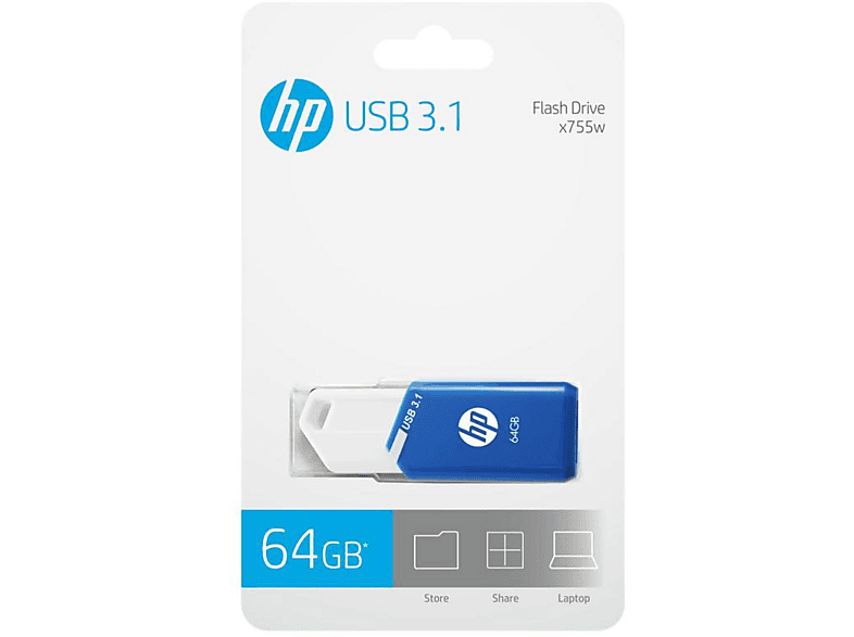 HP 64 GB x775w USB-Stick, USB-A 3.1, R75/W30 MB/s, Blau/Weiß — Foto 2 von 2