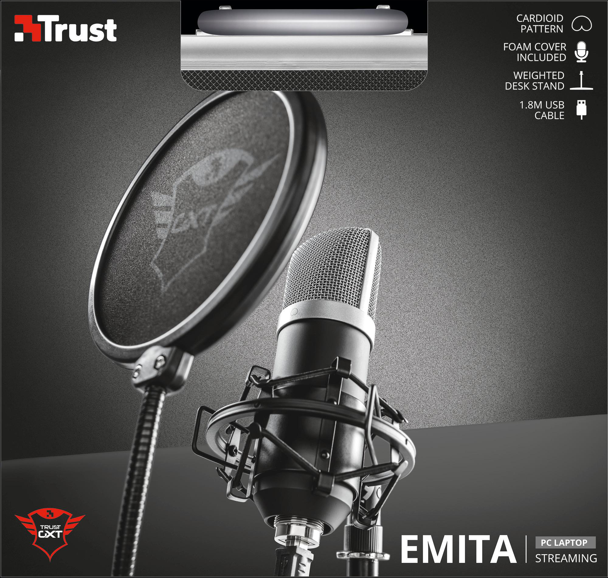 TRUST GXT 252 Emita USB Studio-Mikrofon, Schwarz