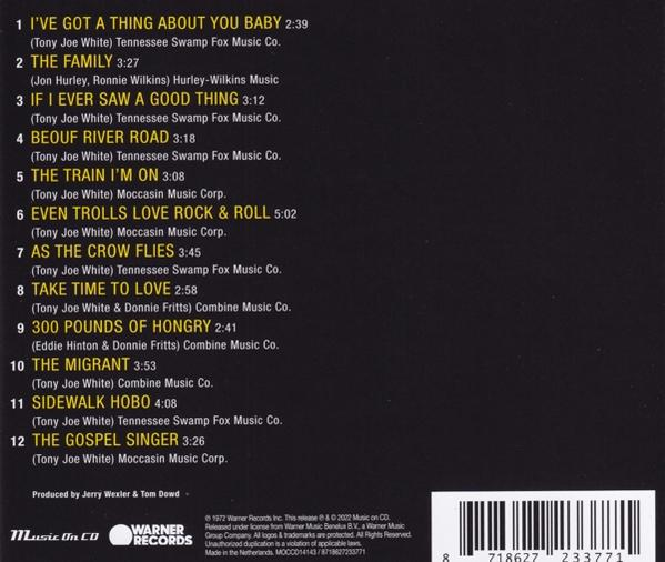 Le dos d'un boîtier de CD avec une liste des titres et les crédits d'un album de musique.
