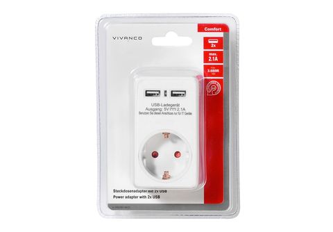 34422 MediaMarkt USB 2x mit VIVANCO kaufen | online Steckdosenadapter