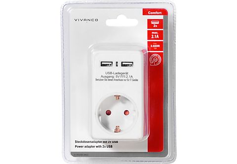 VIVANCO 34422 Steckdosenadapter MediaMarkt online 2x | USB mit kaufen