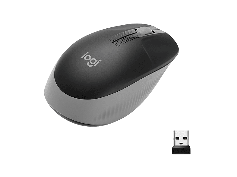 LOGITECH Maus M190 Full-Size, 1000dpi, Kabellos, USB, Mittelgrau