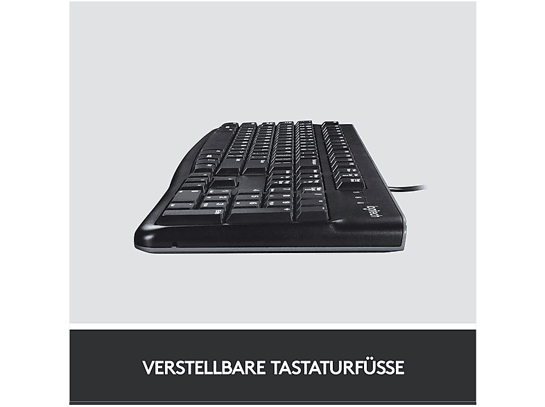 Logitech K120 Keyboard Kabelgebunden, USB Tastatur Deutsch, QWERTZ Schwarz Spritzwassergeschützt — Foto 3 von 6