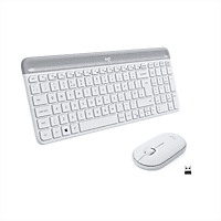 LOGITECH MK470 Slim Combo, kabelloses Tastatur-Maus-Set, Windows PC und Laptop Kompatibel, Weiß