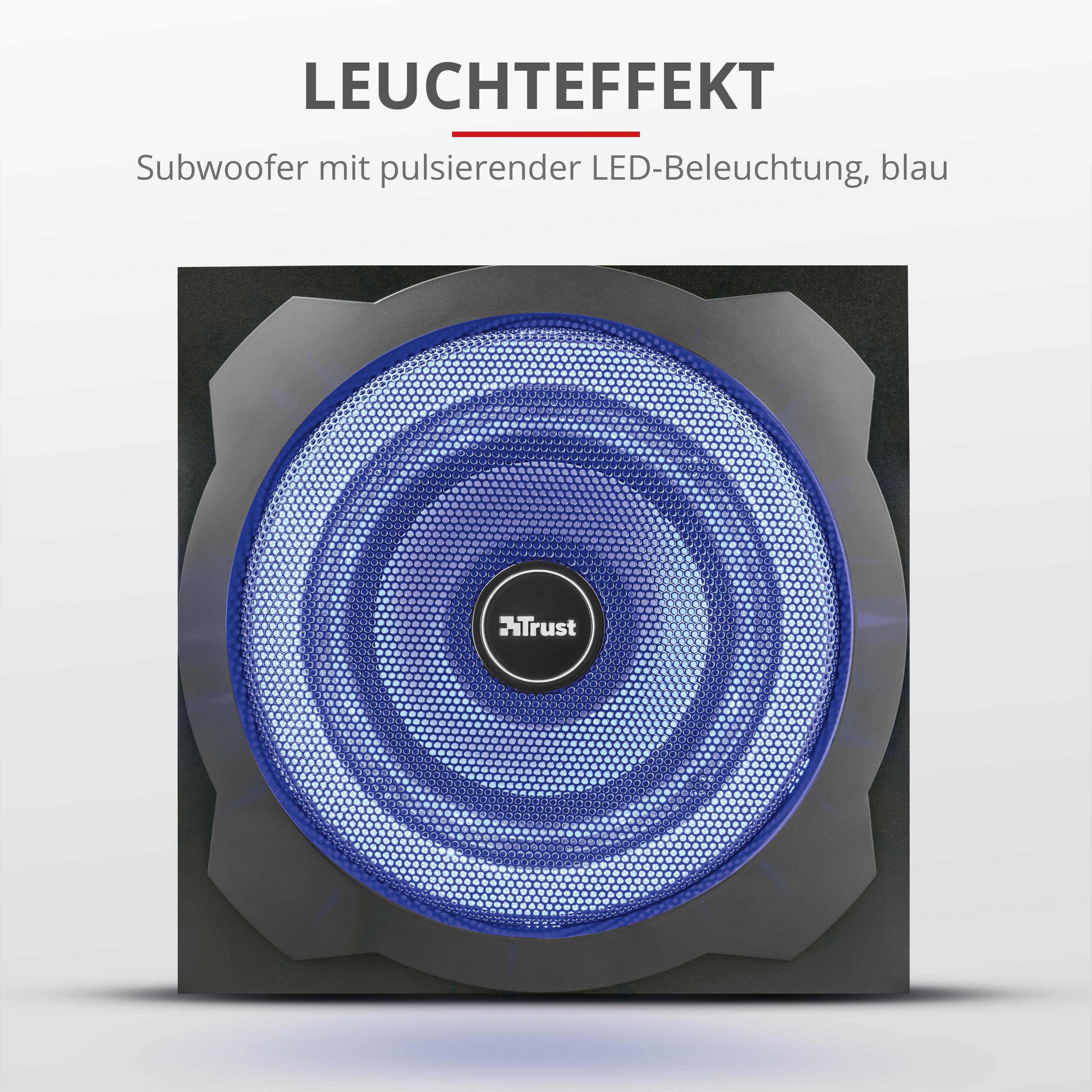 TRUST GXT 628 Tytan 2.1 Gaming Lautsprechersystem mit Subwoofer und LED-Beleuchtung - Schwarz