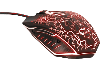 TRUST GXT105 IZZA Gaming Maus, Schwarz/Leuchtfarbe Rot