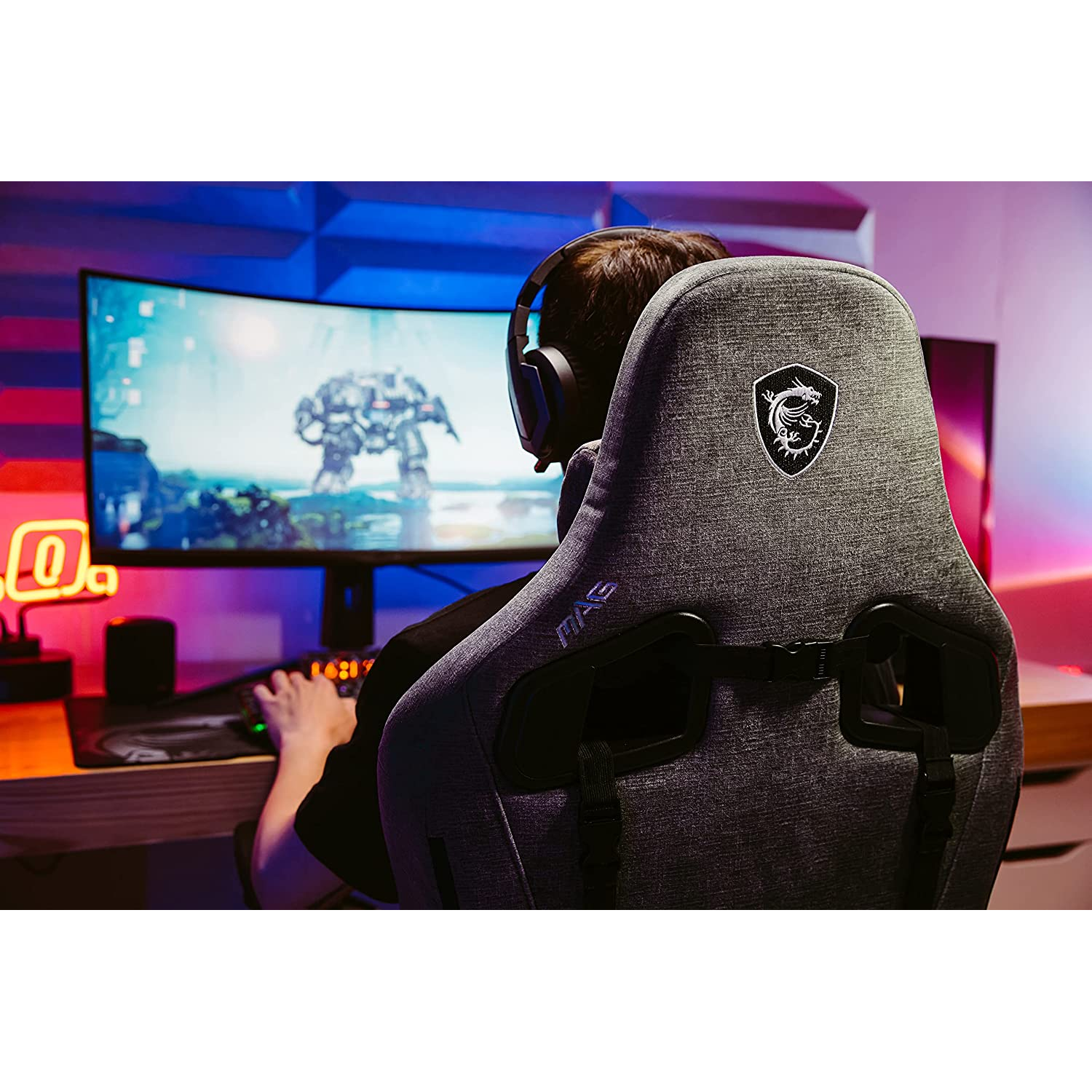 Silla gaming - MSI CH130 I RepelTek Fabric, 2D, Rueda PU 60 mm, Class-4, Negro