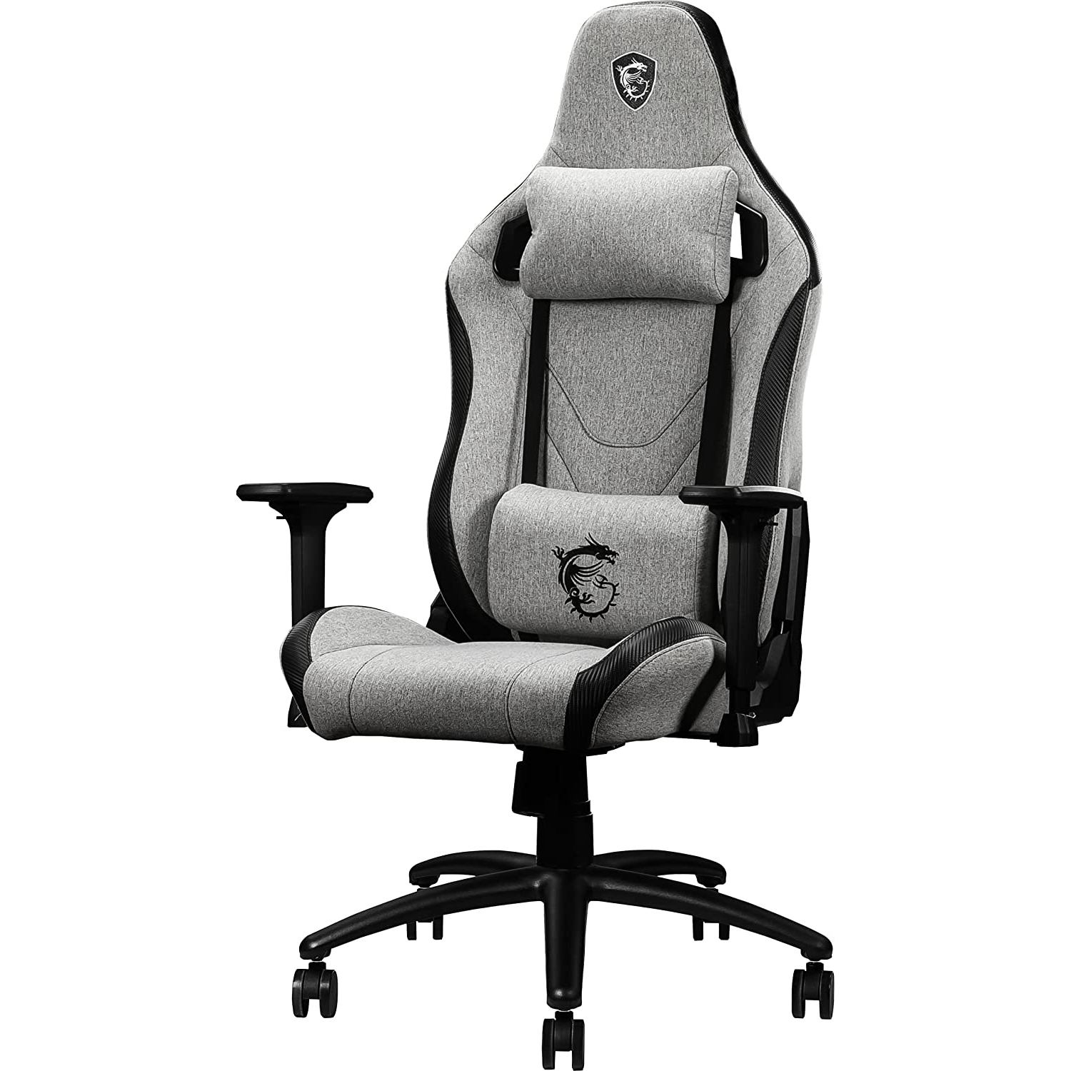 Silla gaming - MSI Mag CH130 I Fabric, 2D, Rueda PU 60mm, Cuero de fibra de carbono, Base de acero, Negro