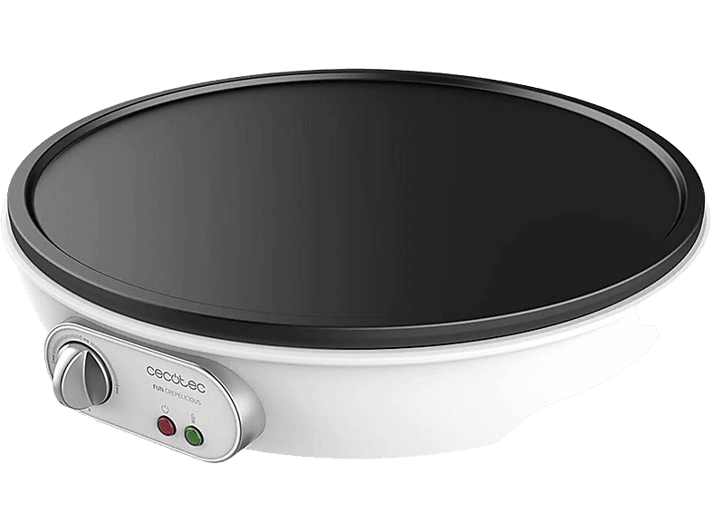 Crepera - Cecotec Fun Crepelicious, 1000 W, Potencia regulable, Diametro 30.5 cm, Blanco