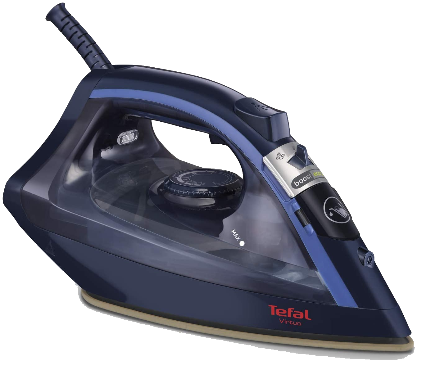 Plancha de vapor - Tefal Fv1739 Plancha Virtuo, 2000W, 90g/min, Tecnología cerámica avanzada, Función anti-cal, Azul