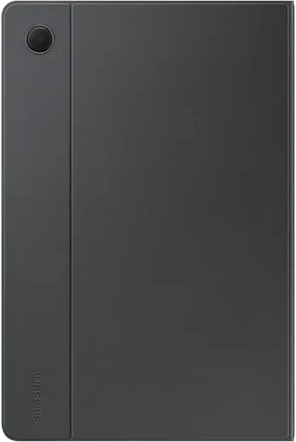 Housse de tablette gris foncé avec une découpe pour la caméra et un petit logo 'SAMSUNG'.