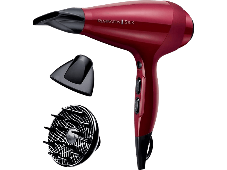 Secador - Remington Silk AC9096, 2400 W, 2 Velocidades, 3 Niveles, Revestimiento cerámico, Rojo