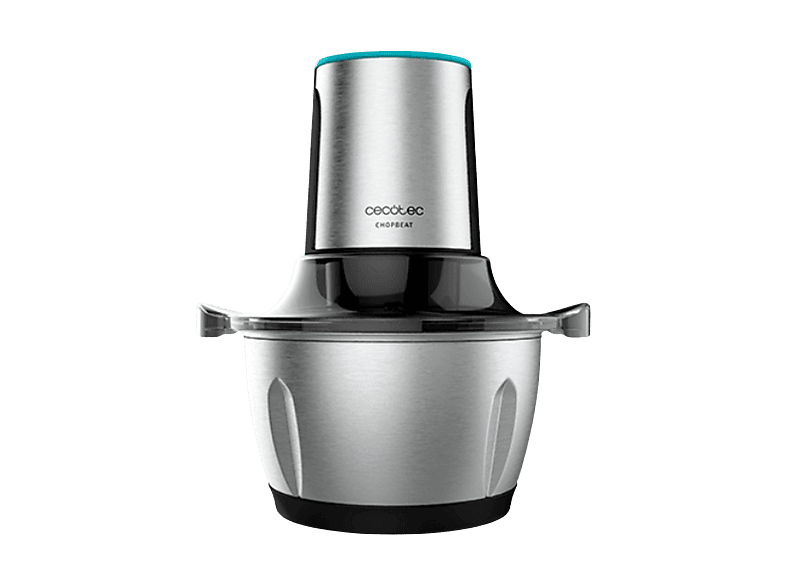 Picadora - Cecotec ChopBeat 1500 TitanBlack Steel, 600 W, 1.5 l, 2 Velocidades, Cuchillas desmontables, Inox