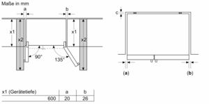 Diagramm von zwei Halterungen mit Abmessungen und Winkeln.