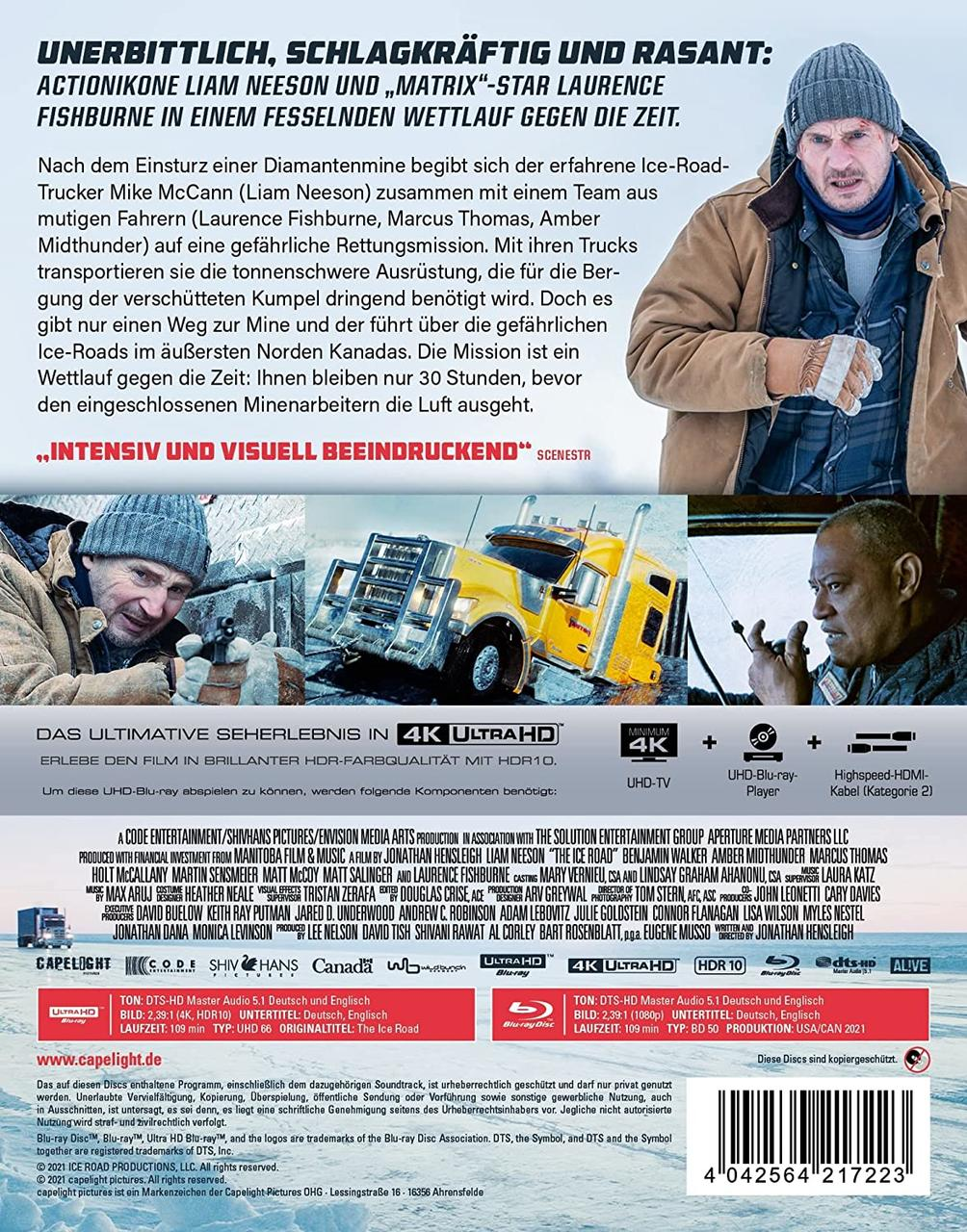 Filmcover: Liam Neeson in einer Winterszene. Der Film The Ice Road.