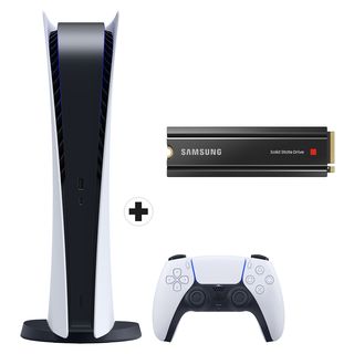 PlayStation 5 Digital Edition + 980 PRO NVMe M.2 SSD 1TB con dissipatore di calore - Console di gioco + disco rigido - Bianco/Nero