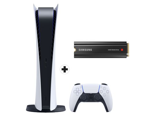 PlayStation 5 Digital Edition + 980 PRO NVMe M.2 SSD 1TB Heatsink - Console de jeux + disque dur - blanc/noir