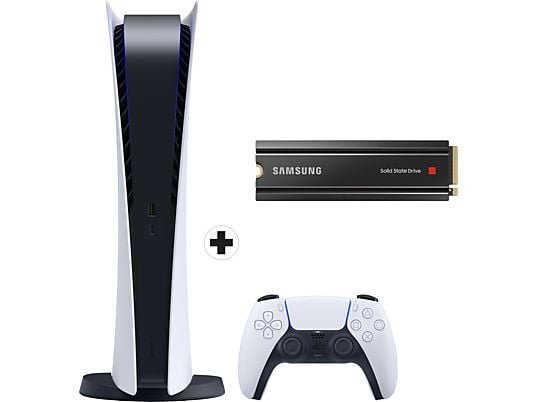 PlayStation 5 Digital Edition + 980 PRO NVMe M.2 SSD 1TB con dissipatore di calore - Console di gioco + disco rigido - Bianco/Nero