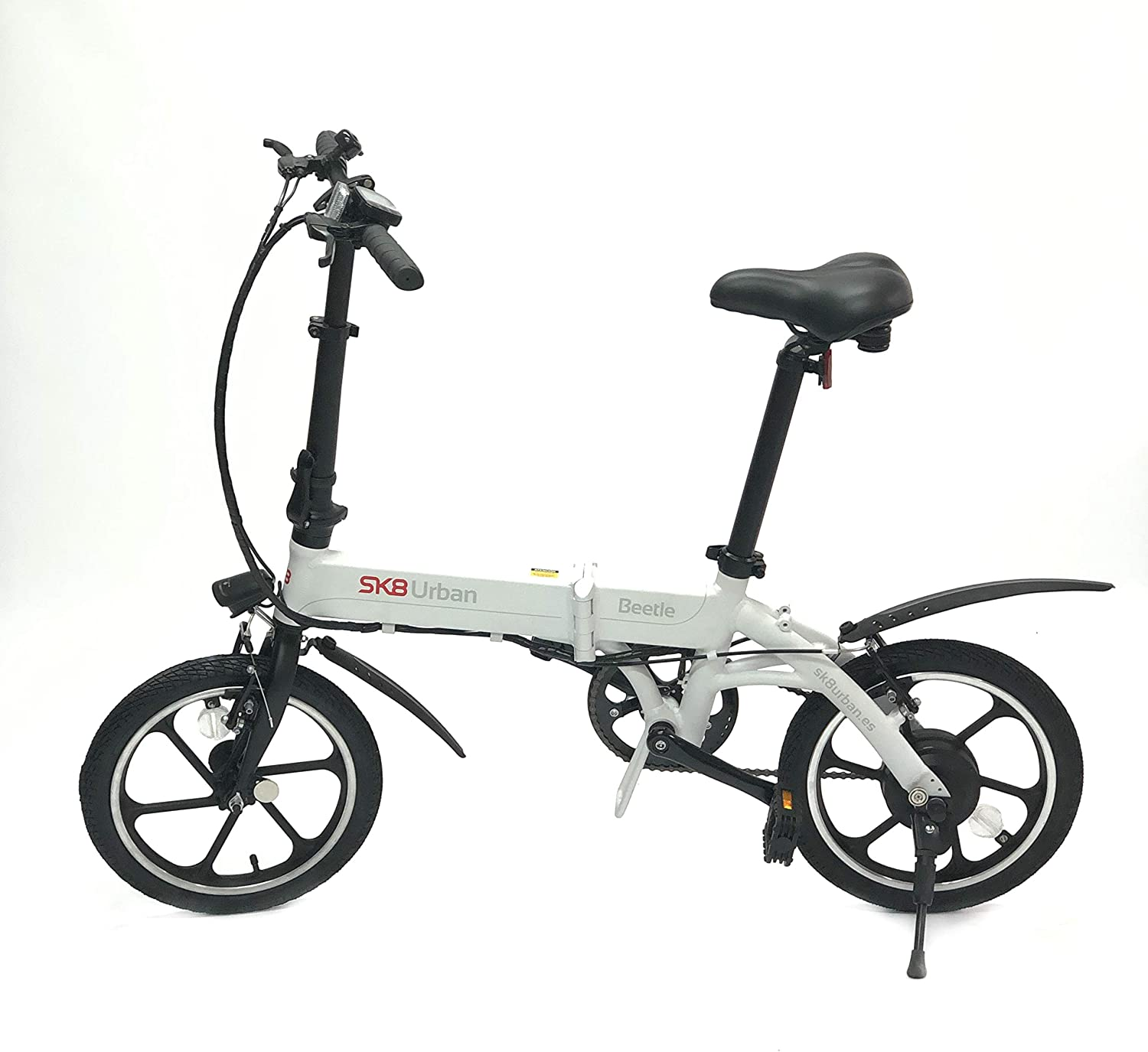 Bicicleta eléctrica - SK8 eBike Beetle, 250W, Plegable, 25km/h, Blanco