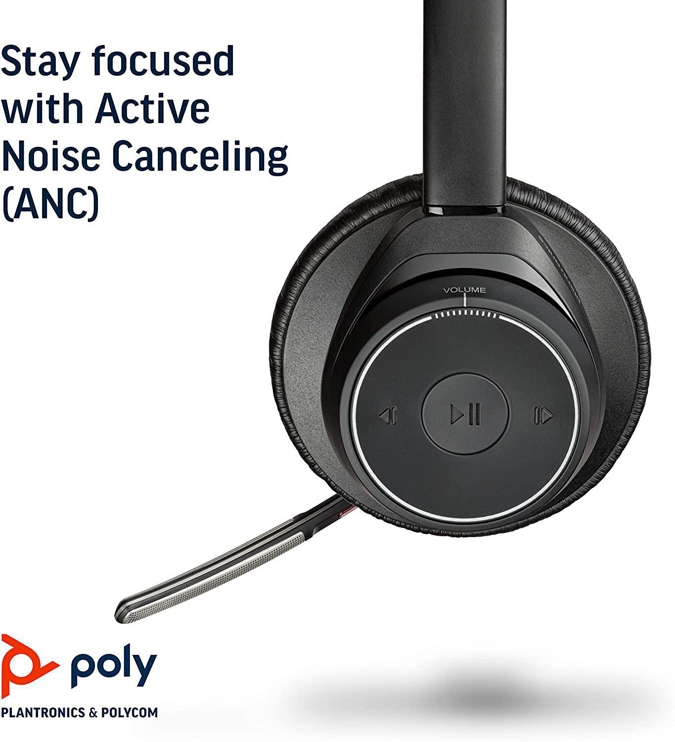 POLY UC Bluetooth Over-ear B825-M, Schwarz Headset Focus Voyager