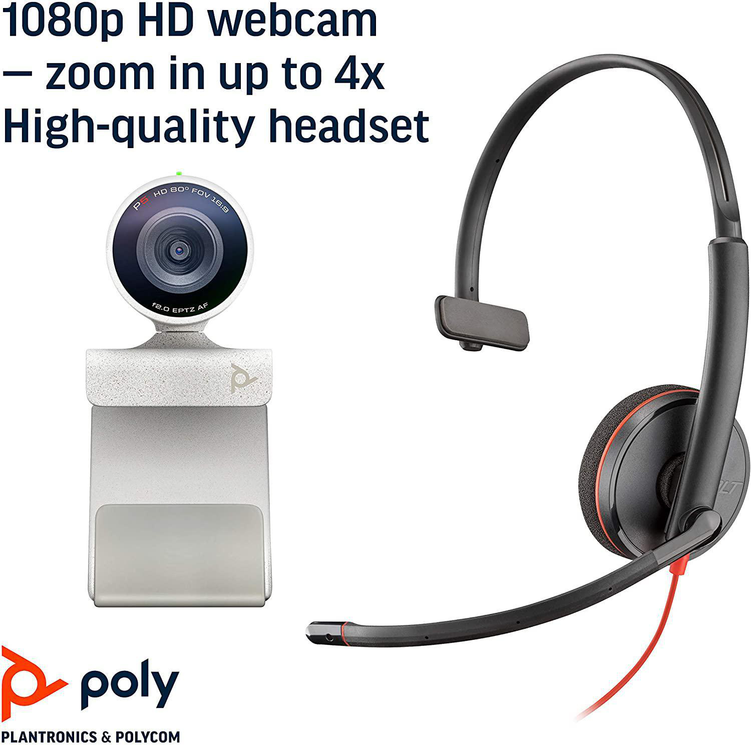 POLY Studio P5 Kit mit Blackwire 3210 Corded Headset, Universal, Universal, Mehrfarbig