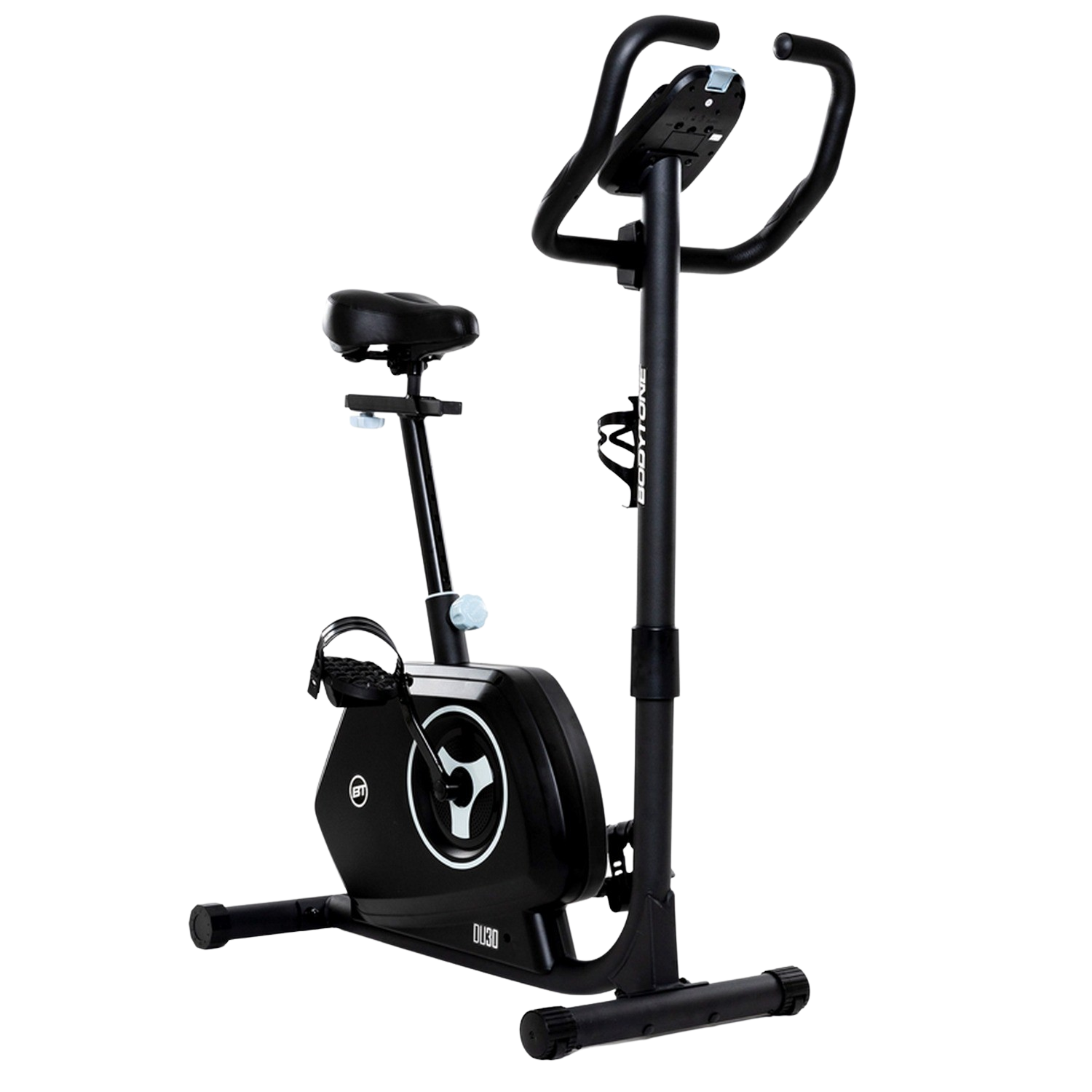 Bicicleta estática - BodyTone DU30, Volante Inercia 9 kg Trasero, Peso Máx. 120 kg, Freno magnético, Bluetooth, Negro