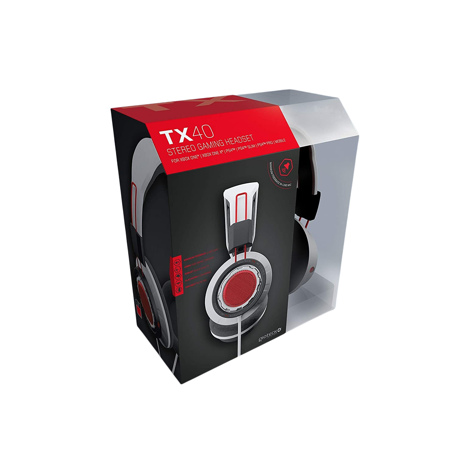 Auriculares gaming - Gioteck TX-40 Stereo, Multiplataforma, Micrófono, Cable, Jack 3.5 mm, Diadema, Blanco