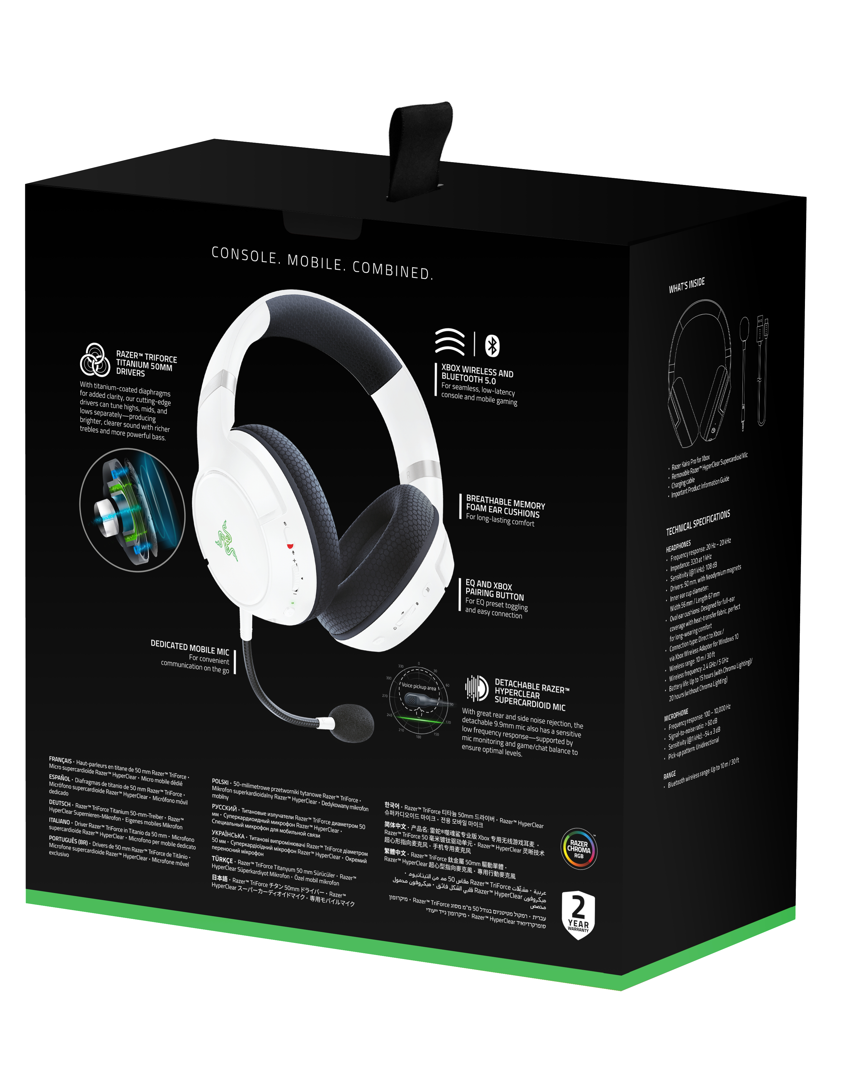 Headset Kaira X|S Gaming Pro Over-ear -Series RAZER Xbox Wireless, Bluetooth Weiß for