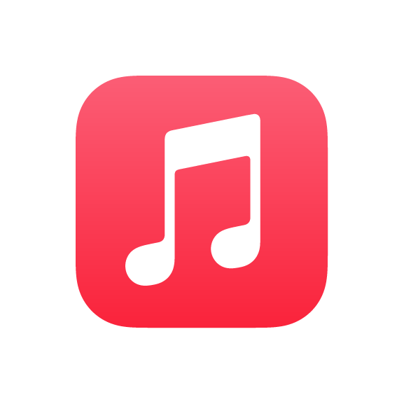 Logotipo de Apple Music: una nota musical blanca en un cuadrado rojo.