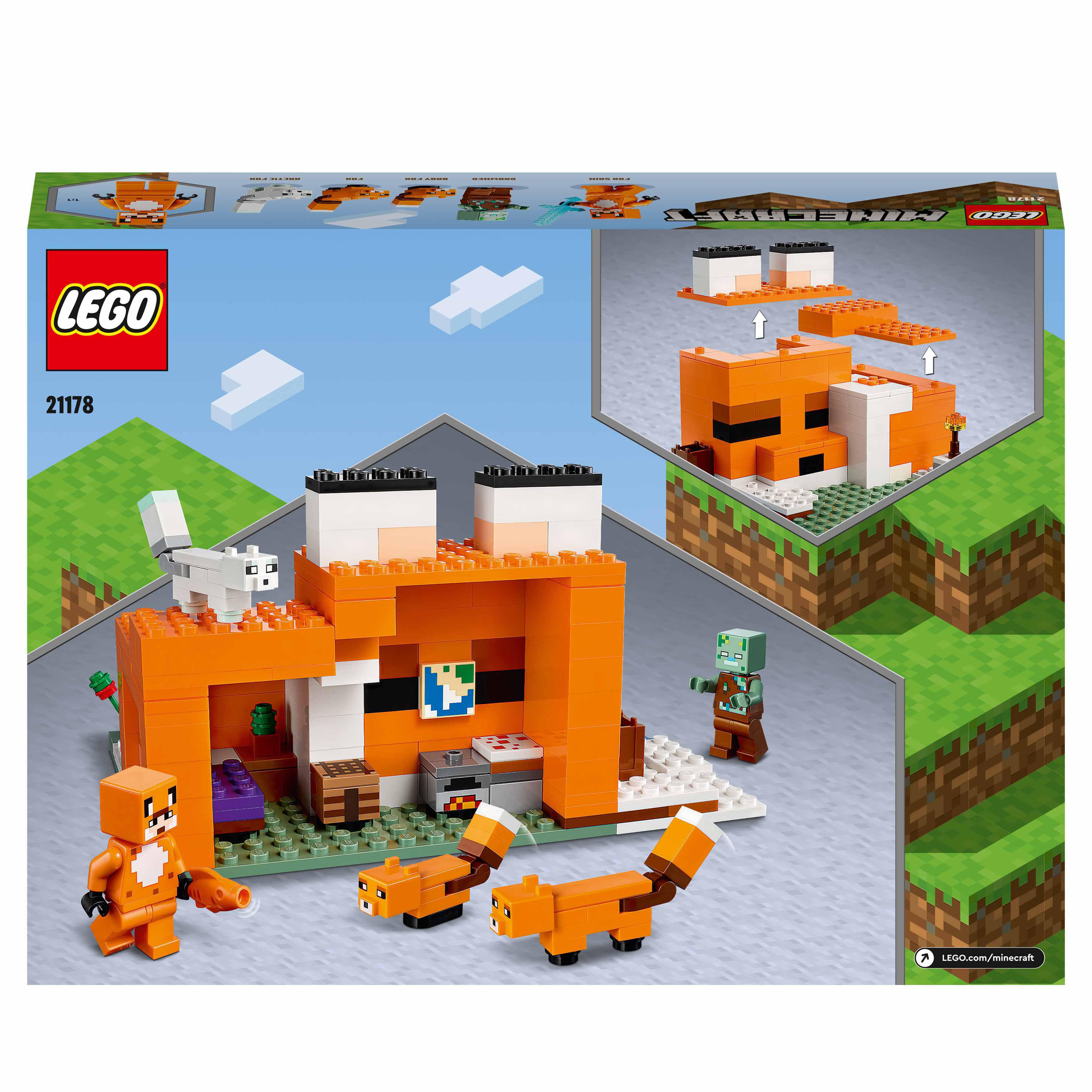 LEGO Minecraft 21178 Die Fuchs-Lodge Bausatz, Mehrfarbig