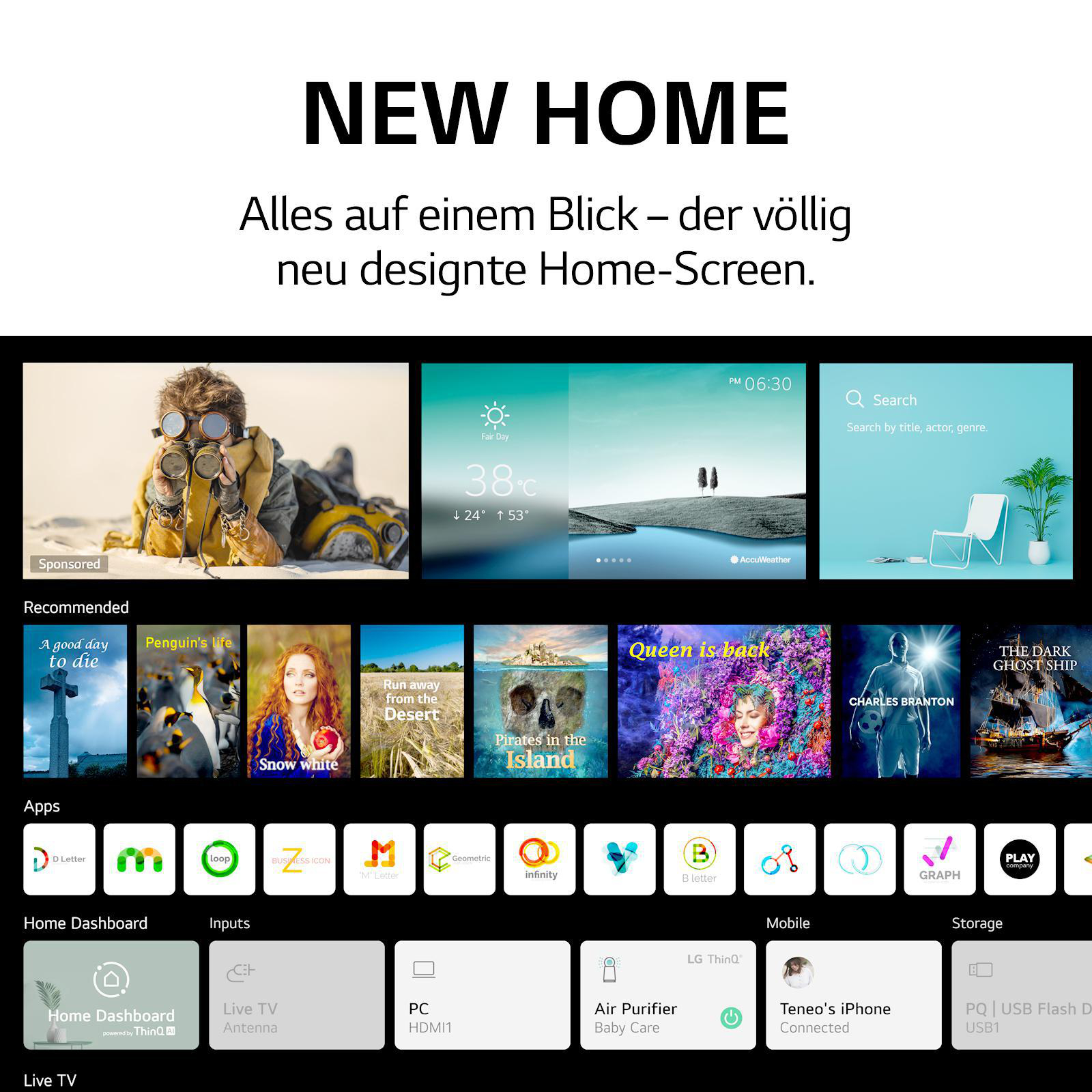 LG OLED77A19LA OLED TV (Flat, 77 Zoll / 195 cm, UHD 4K, SMART TV, webOS 6.0 mit LG ThinQ)