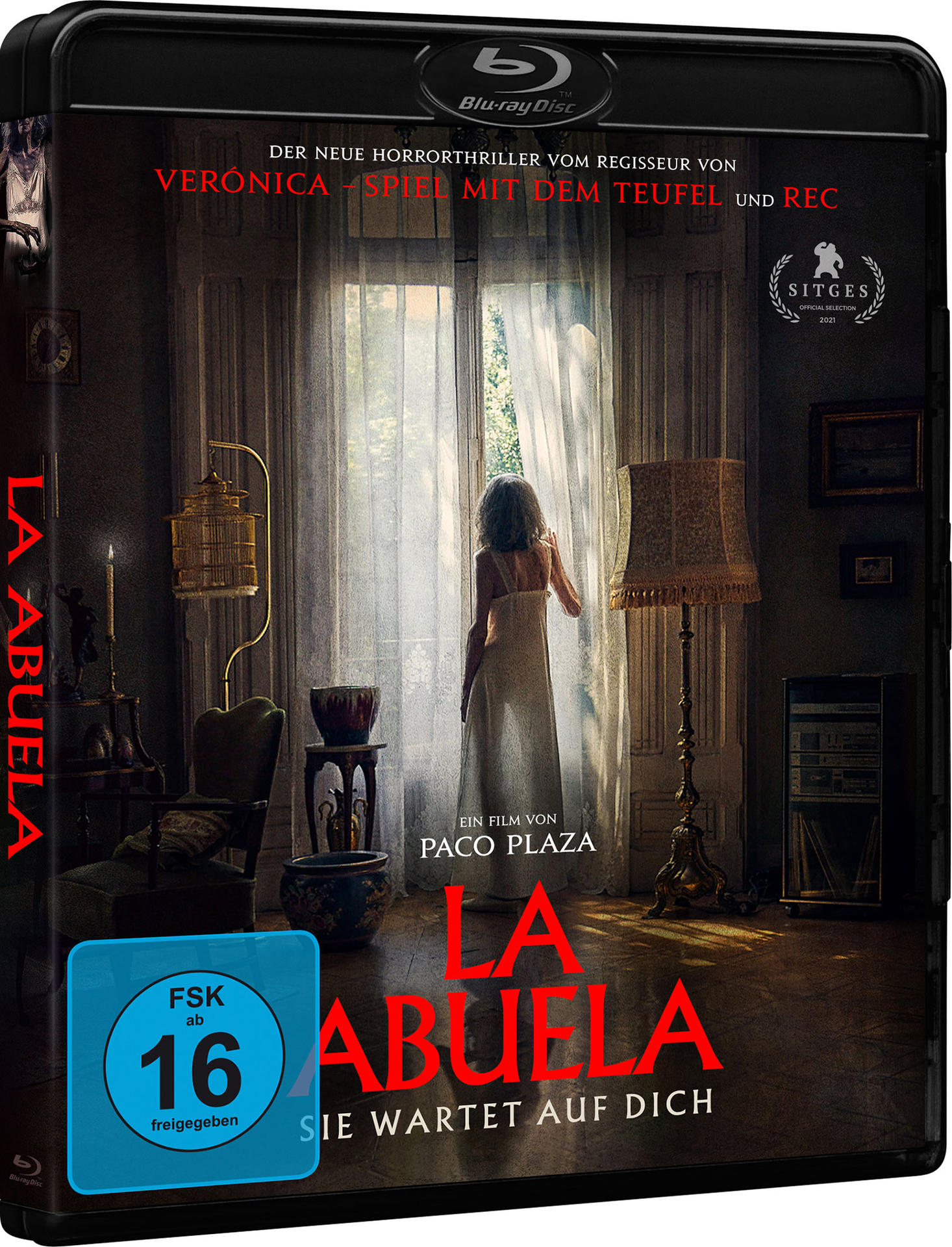 Blu-ray Filmcover: La Abuela, mit einer Frau in einem Kleid.