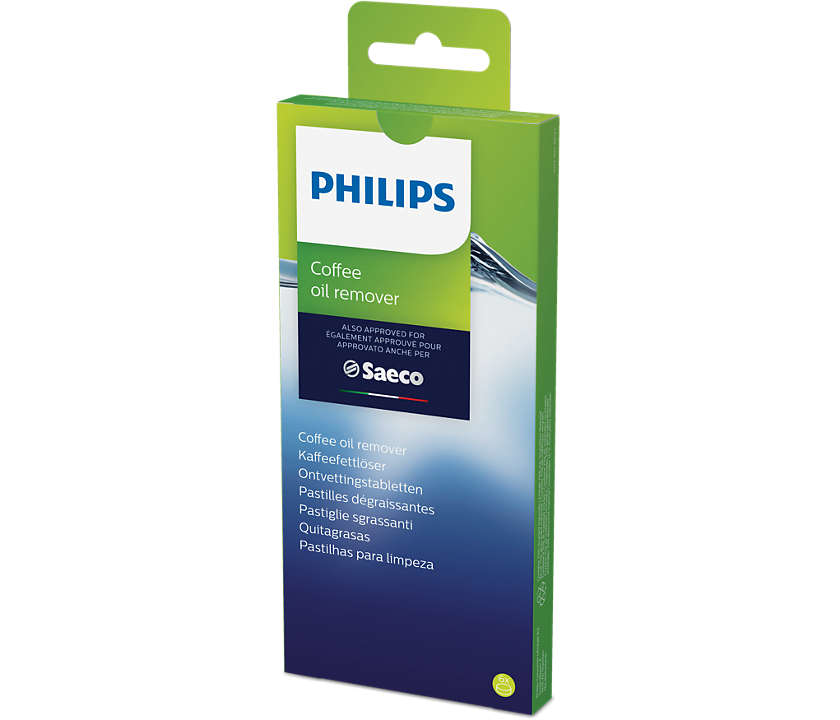 Box of Philips coffee oil remover tablets.