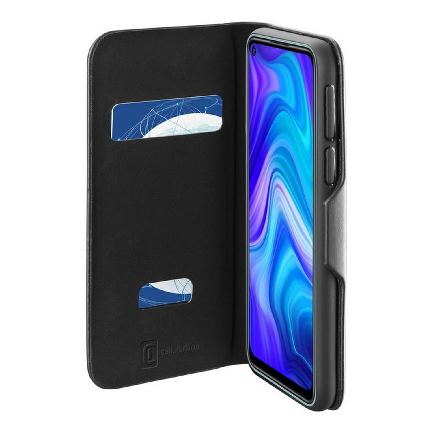 Funda - CellularLine Clutch, Para Xiaomi Redmi Note 9, Cierre magnético, Negro