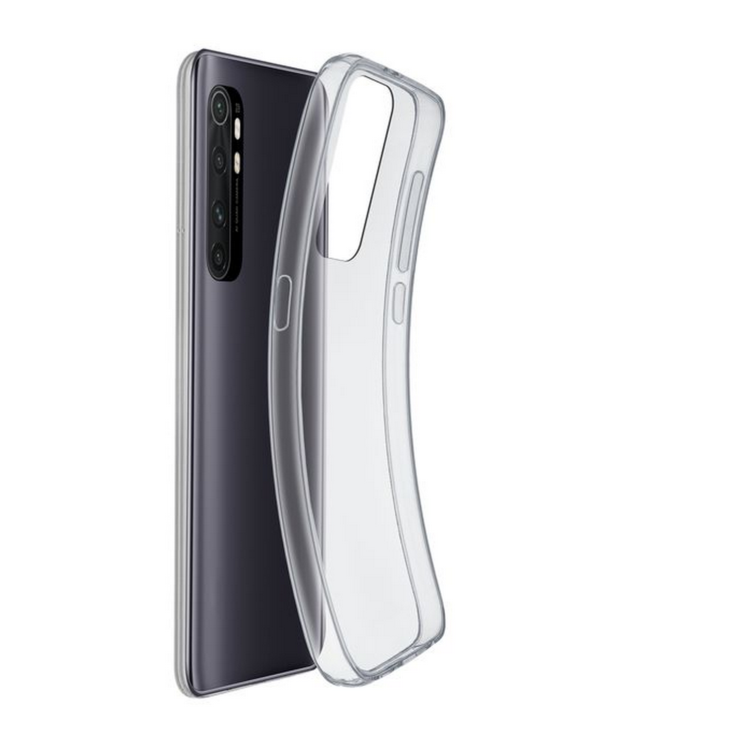 Funda - CellularLine Fine, Para Xiaomi Mi Note 10 Lite, Goma blanda, Transparente