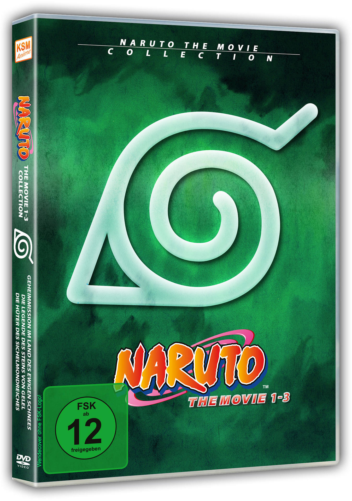DVD-Hülle: Naruto, die Filmsammlung, mit grünem Hintergrund und Logo.