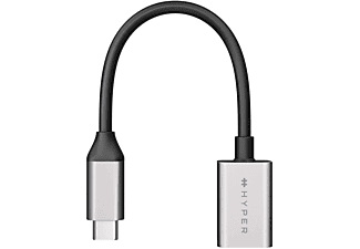 HYPER Adapter USB-C zu USB-A, 10Gbps, Silber/Schwarz
