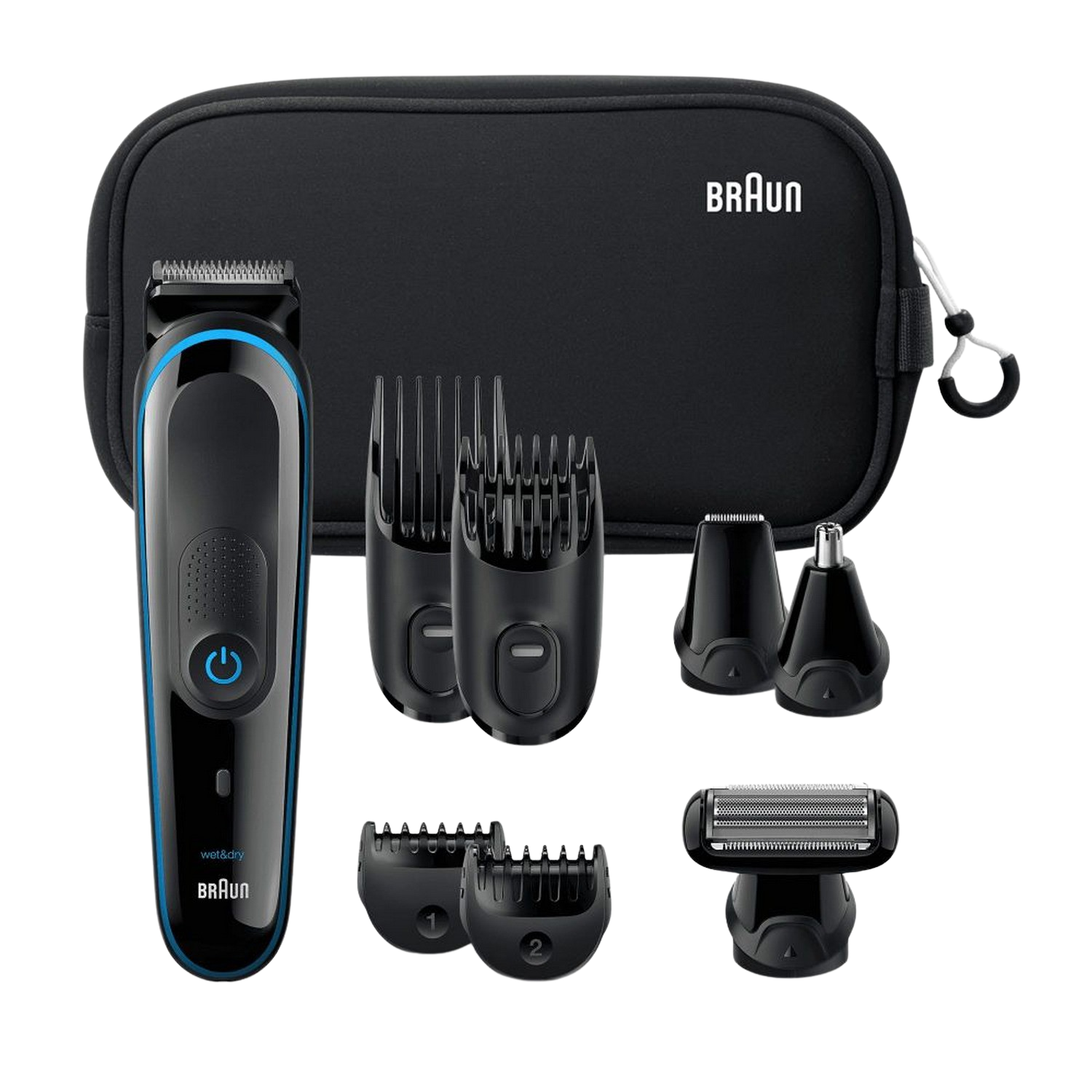 Braun 3980 Kulturtasche gillette rasierer afeitadora mgk3980 estuche 9 en 1 multigroomer mgk3980ts cortapelos recargable autonomía 60 minutos pantalla led negro cuidado personal kit uso barbapelocuerponarizorejas incluy recortadora perfiladorbarbero set con