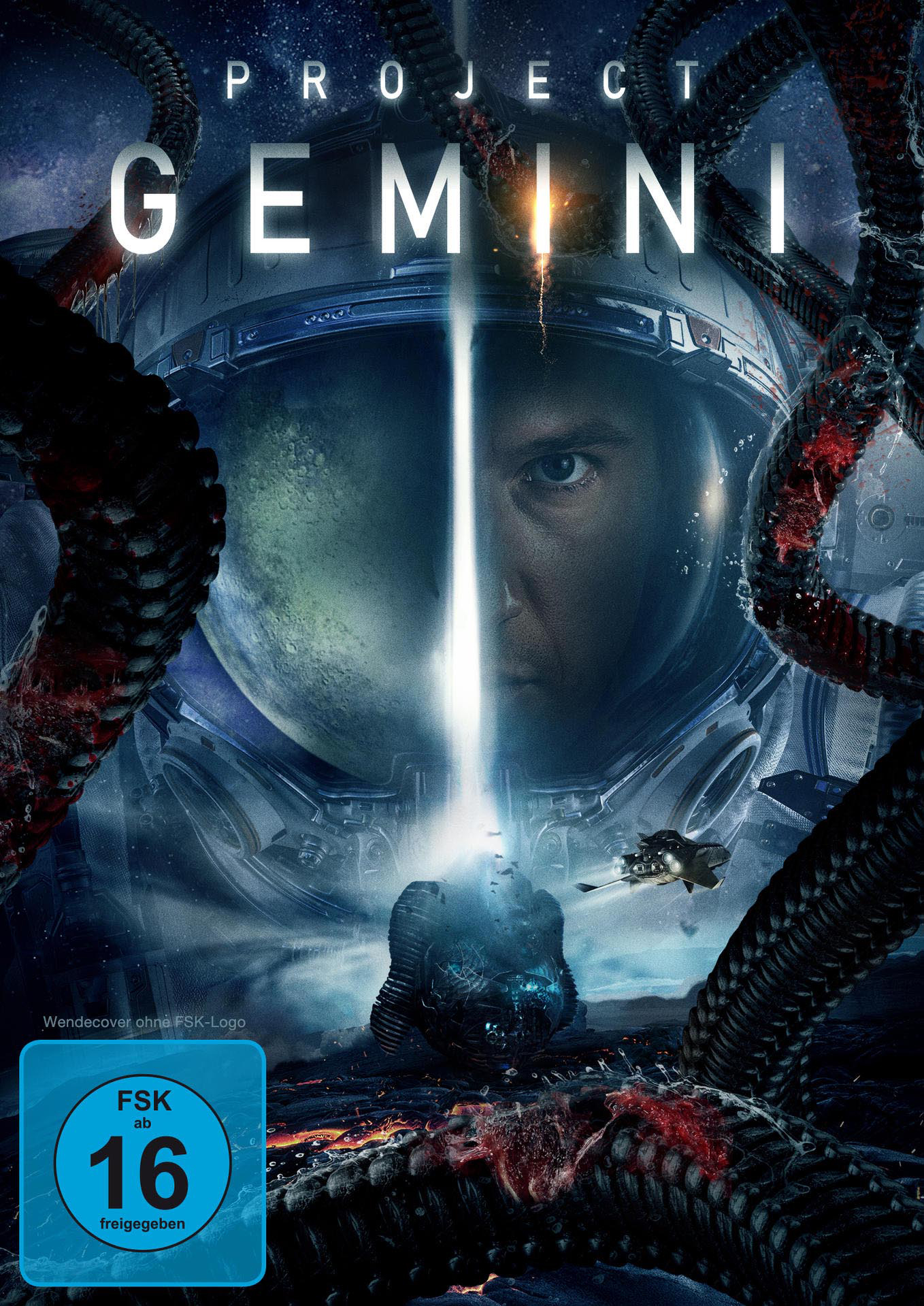 Filmplakat von Project Gemini. Zeigt einen Astronauten in einem Helm mit einem Science-Fiction-Hintergrund.
