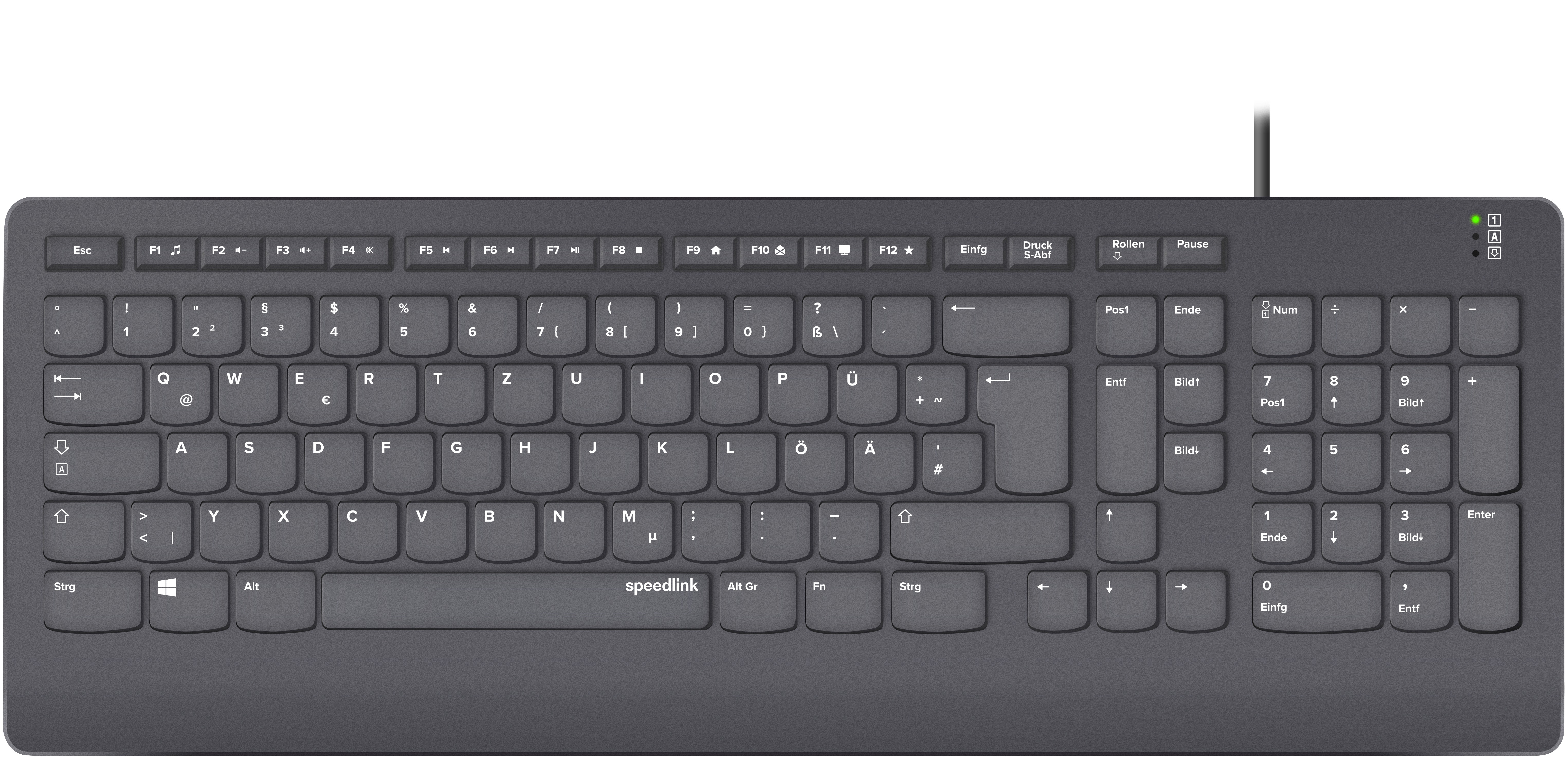 SPEEDLINK HI-GENIC Antibacterial Keyboard DE Layout, Tastatur, Standard, kabelgebunden, Schwarz