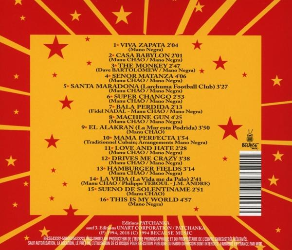 Albumcover: roter Hintergrund, gelbe Sterne, Titelliste und Text.