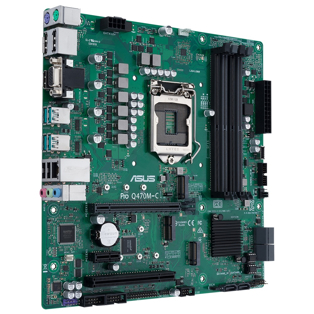 ASUS Pro Q470M-C/CSM Intel Q470 LGA1200 DDR4 2933 DP HDMI VGA Çift M2 USB3.2 PCI TPM mATX Intel Vpro Anakart