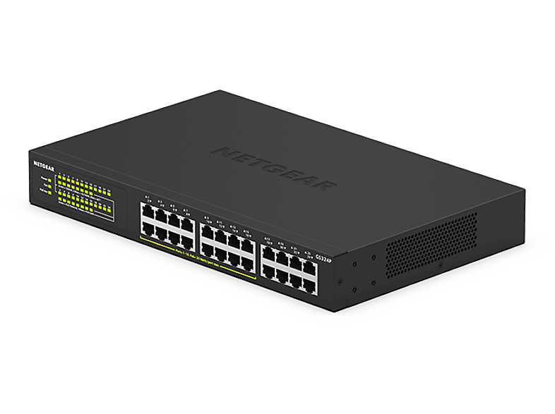 NETGEAR Switch GS324P, 24 RJ-45, 16x PoE+ mit 190W, SOHO, Unmanaged, Schwarz — Foto 3 von 3