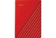 Disco duro externo 4 TB - WD My Passport, Portátil, HDD, USB 3.2, Funciona con Chromebook, Rojo