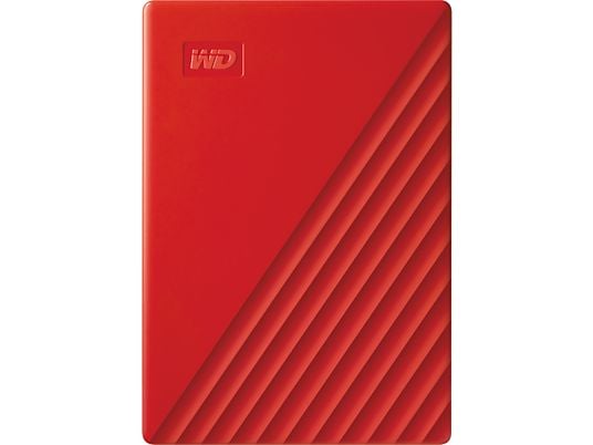 Disco duro externo 4 TB - WD My Passport, Portátil, HDD, USB 3.2, Funciona con Chromebook, Rojo