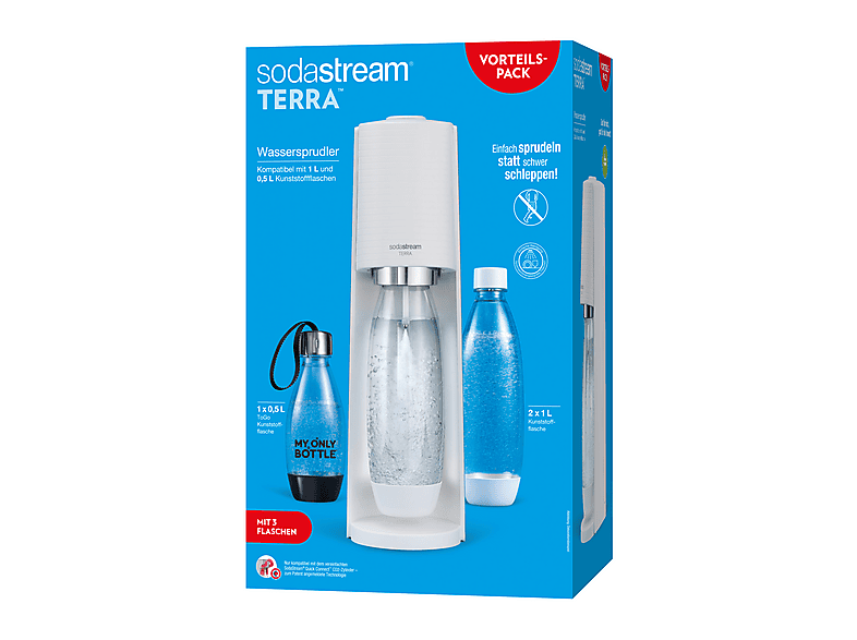 Sodastream Terra Vorteilspack Wassersprudler mit 3 Flaschen, CO² Zylinder inklusive , Weiß — Foto 2 von 2