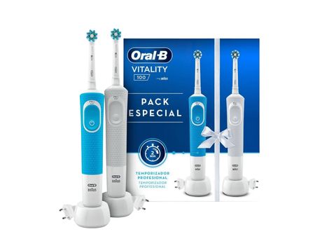 Cepillo eléctrico  Oral-B Set Vitality 100 Duo Azul y Blanco, Recargable,  Tecnología De Braun, Blanco/Azul