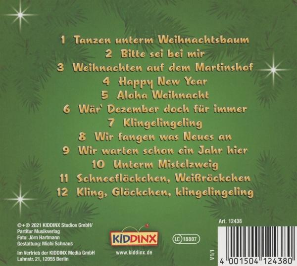 CD-Cover mit Weihnachtsliedern auf Deutsch und einem Barcode und Logo am unteren Rand.