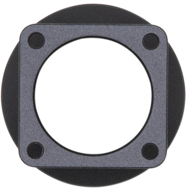 Black square adapter ring with four screw holes.