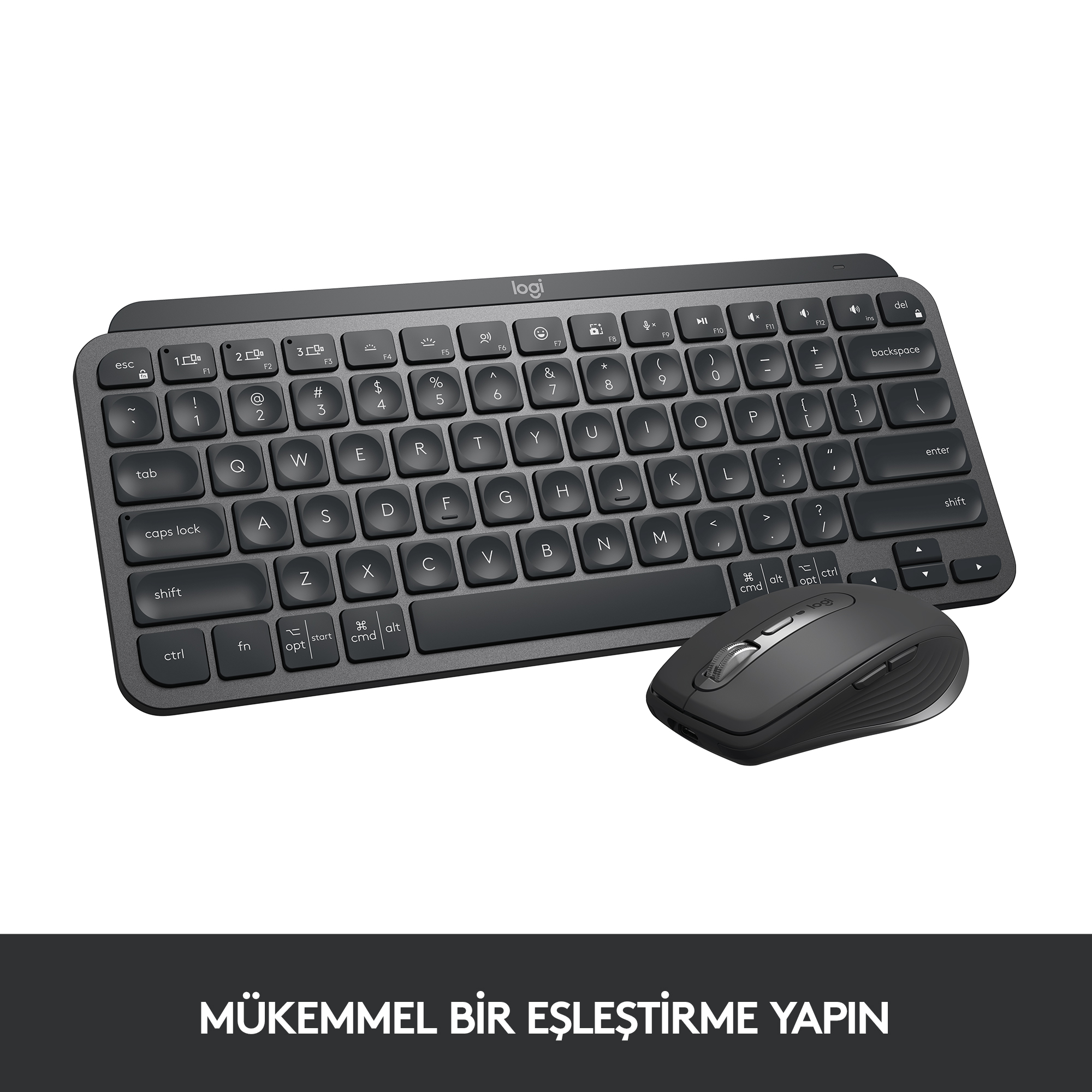 Beyaz zemin üzerinde siyah klavye ve fare. Klavyede tuşlar, farede düğmeler var.